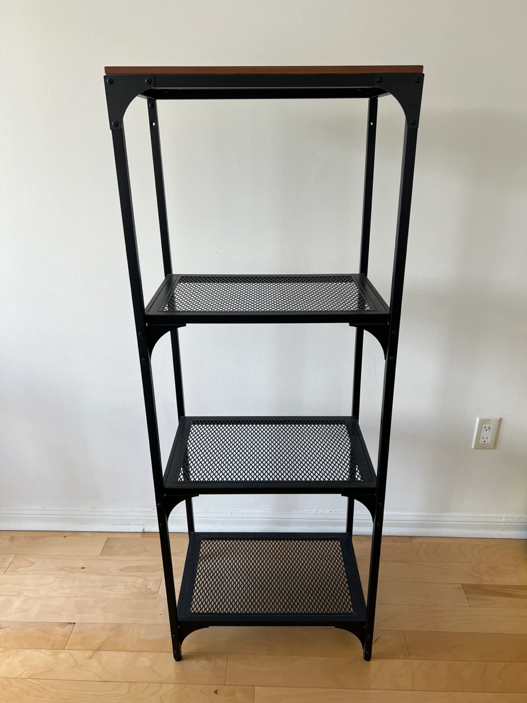 Black Metal & Wood 4-Shelf Unit - photo 2