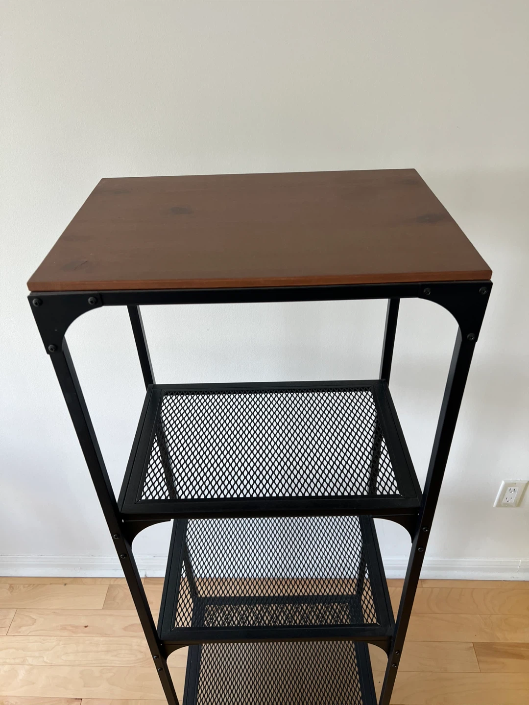 Black Metal & Wood 4-Shelf Unit