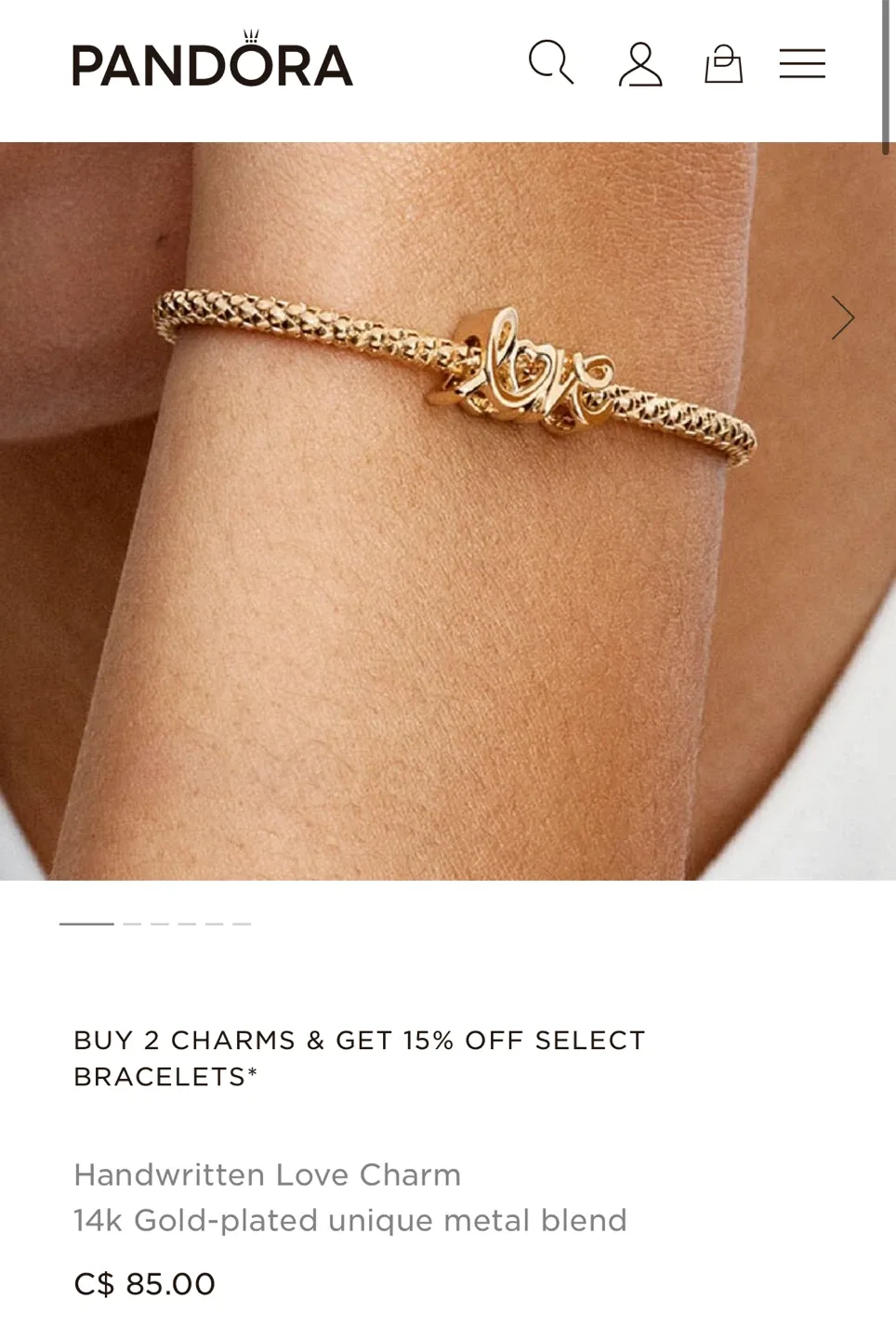 Authentic Pandora Handwritten Love - 14k Gold-plated - new image indicator(3)