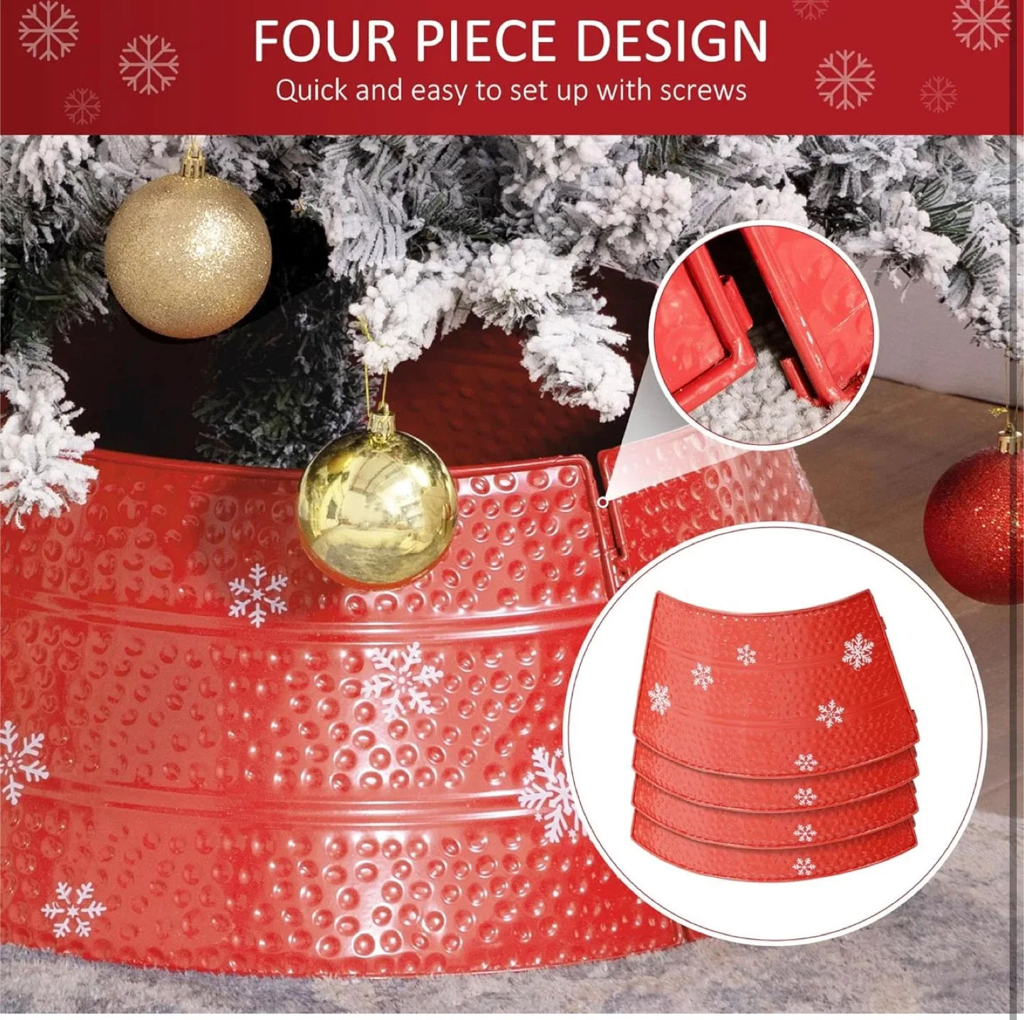 HOMCOM Christmas Tree Collar - Red image indicator(6)