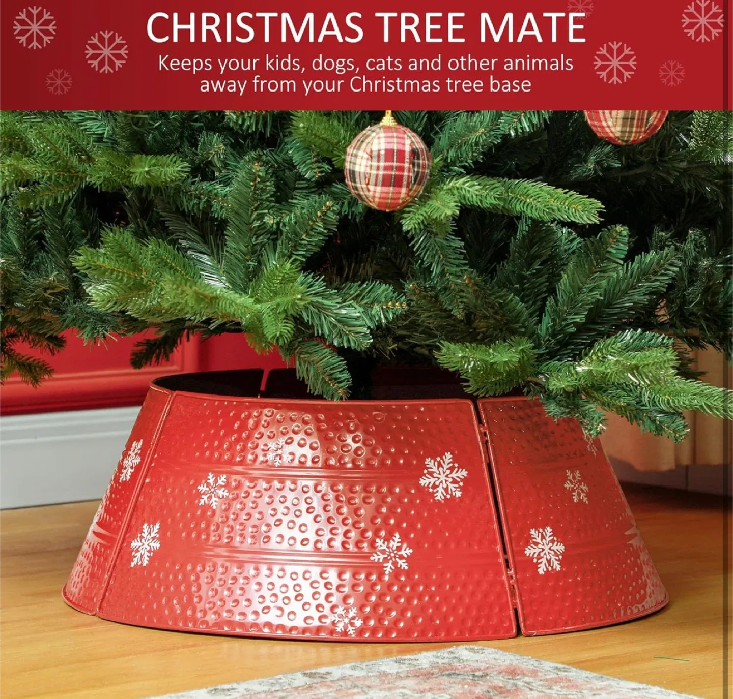 HOMCOM Christmas Tree Collar - Red image indicator(4)