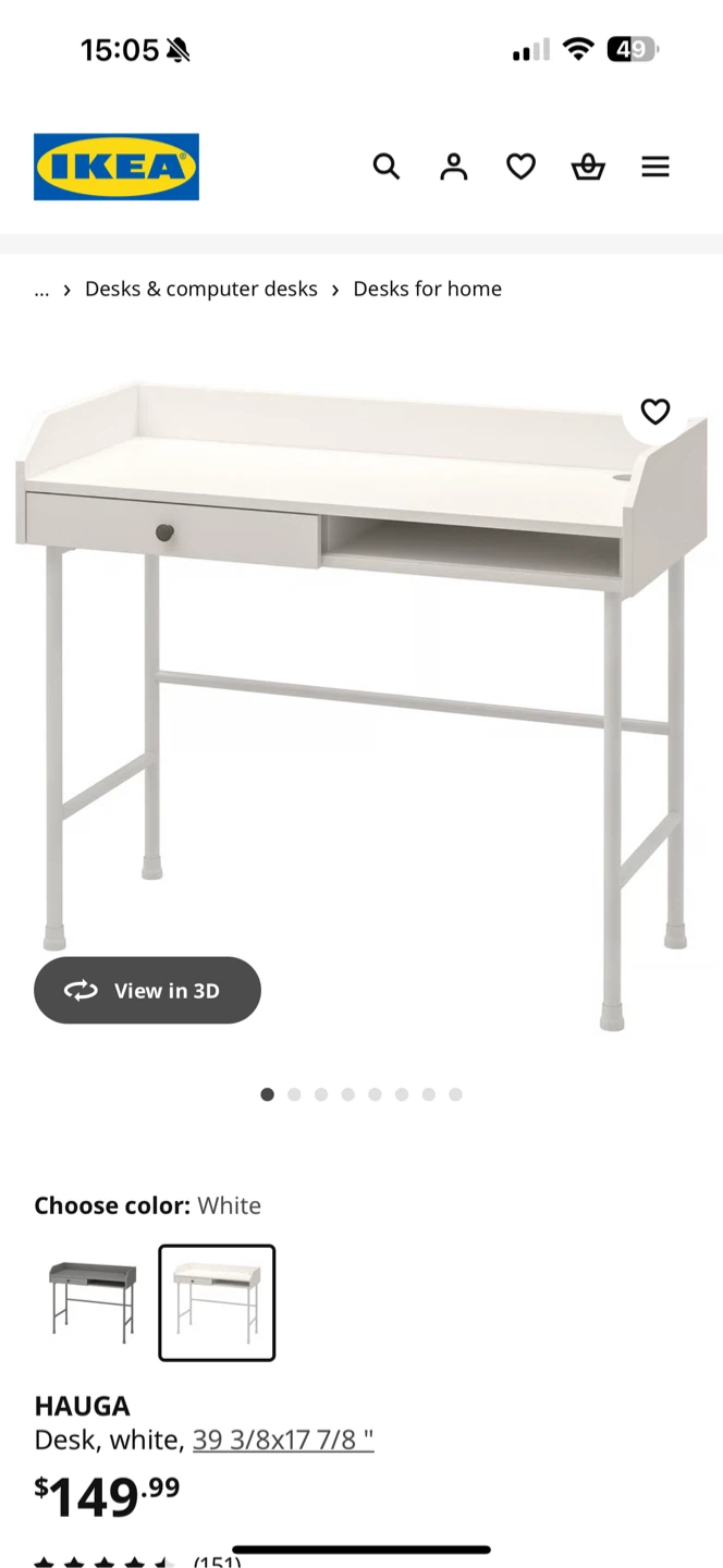 IKEA Hauga White Desk