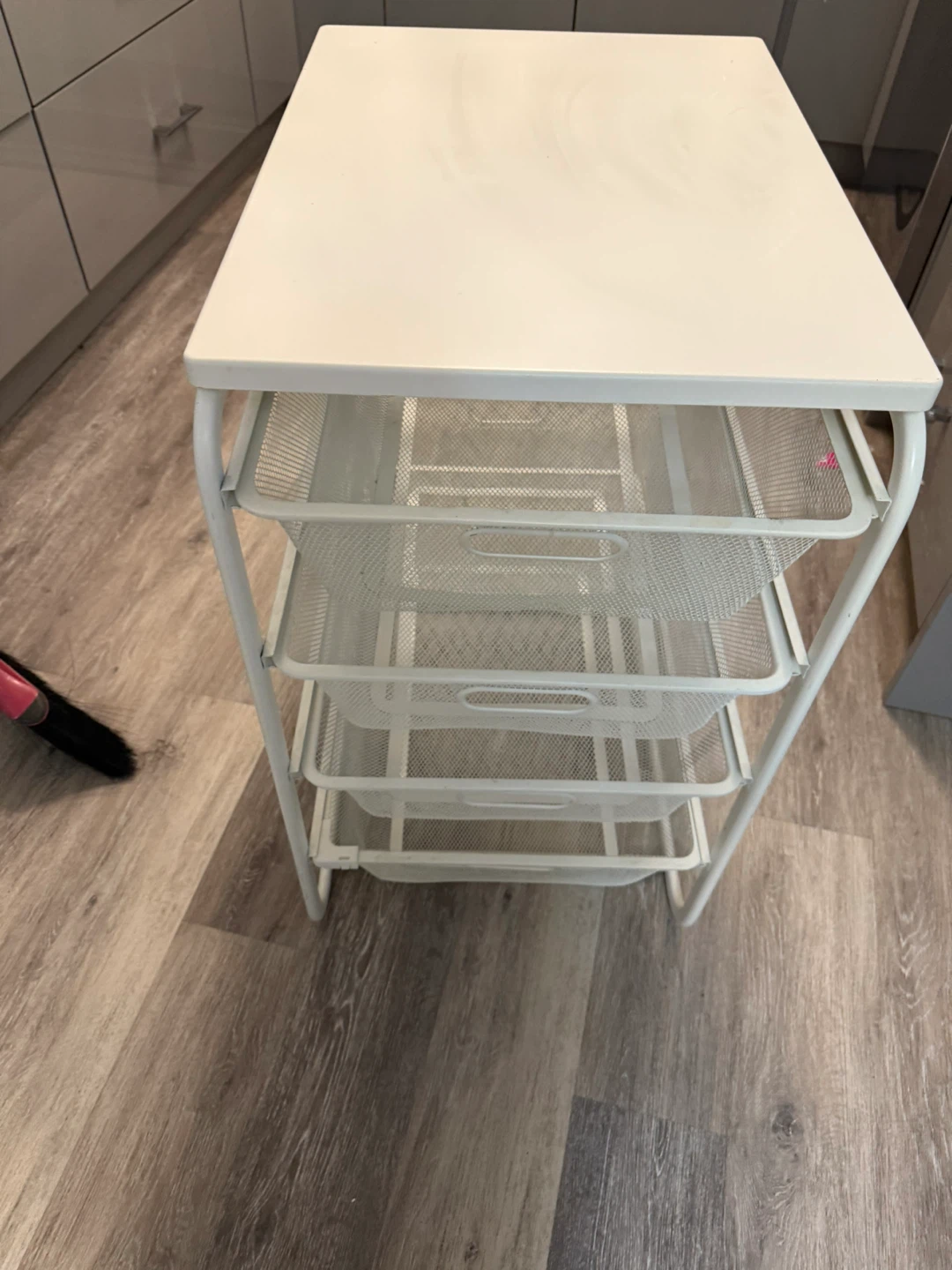 White Metal Rolling Cart with Drawers - photo 2