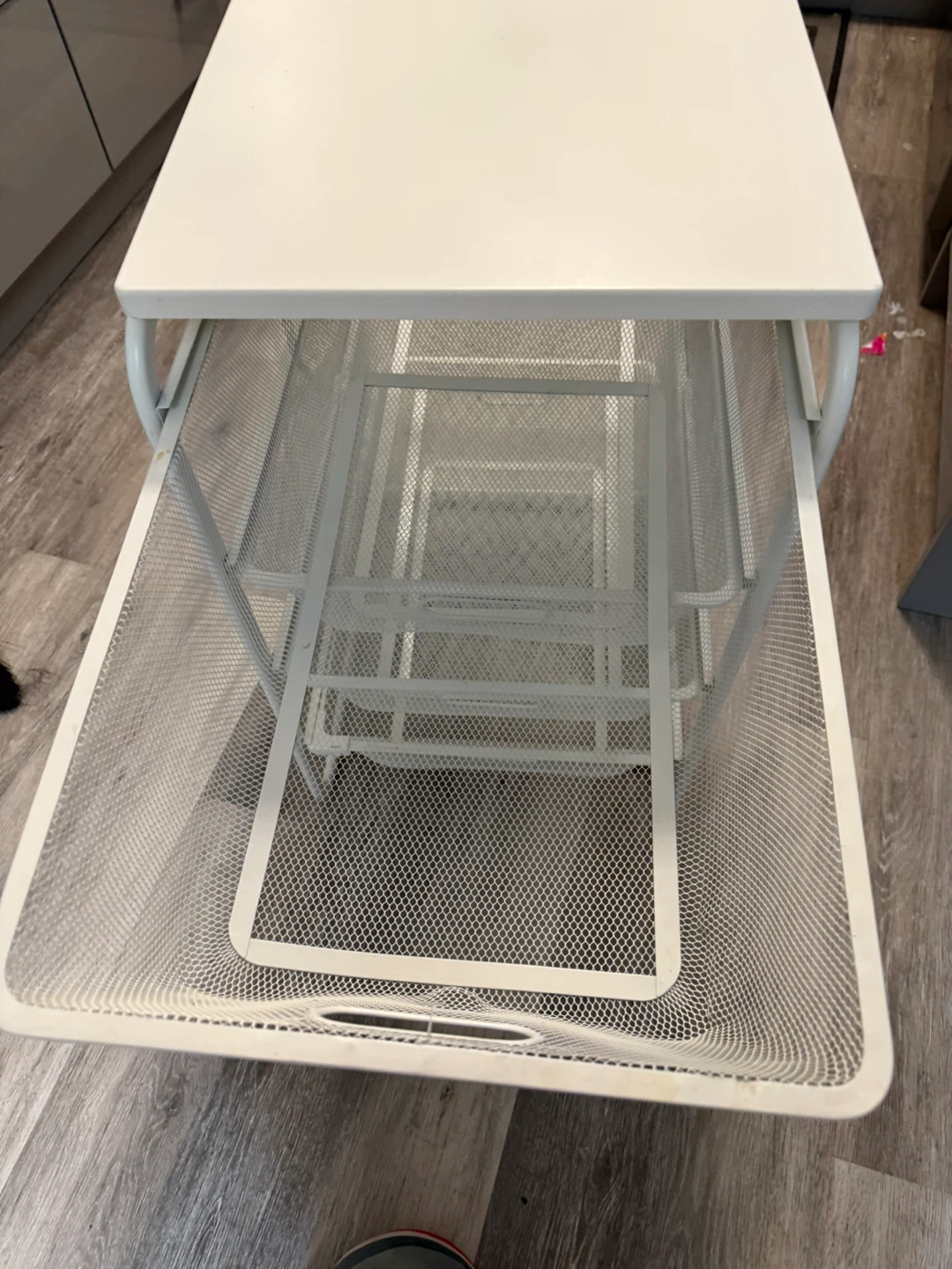 White Metal Rolling Cart with Drawers - photo 3