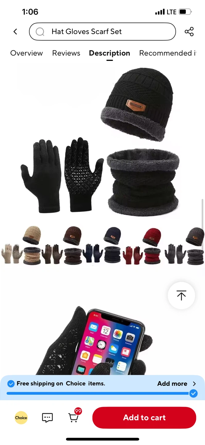 Black Hat, Gloves, and Scarf Set - New - photo 2