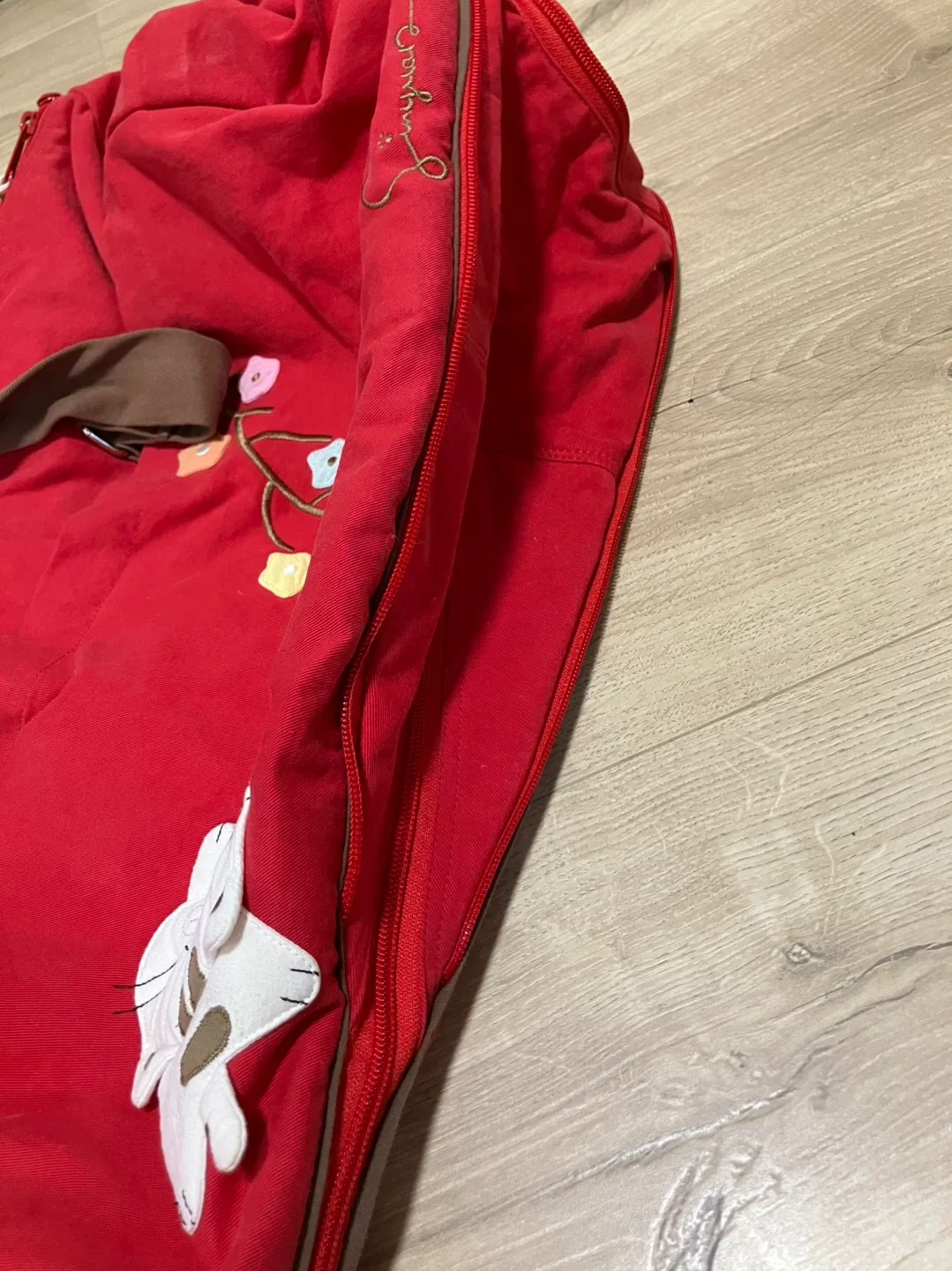 Expandable zipper Duffel Bag RED shoulder bag image indicator(4)