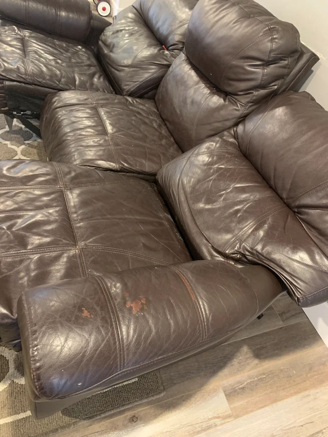 Brown Leather Reclining Sofa image indicator(4)