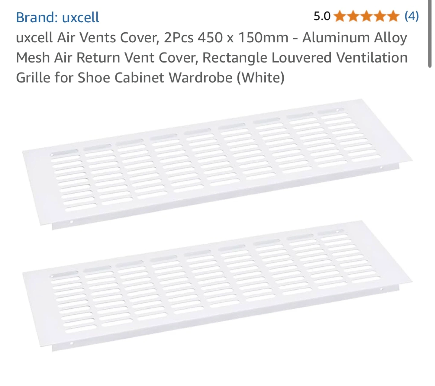 uxcell Air Vents Cover, 2pcs 450 x 150mm White