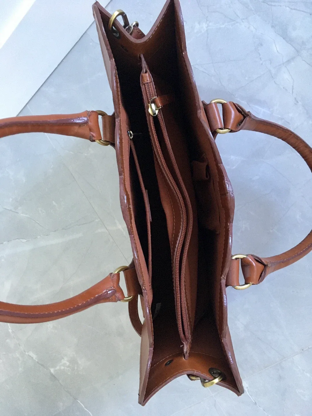 Brown bag shoulder bag hand bag vintage style image indicator(3)