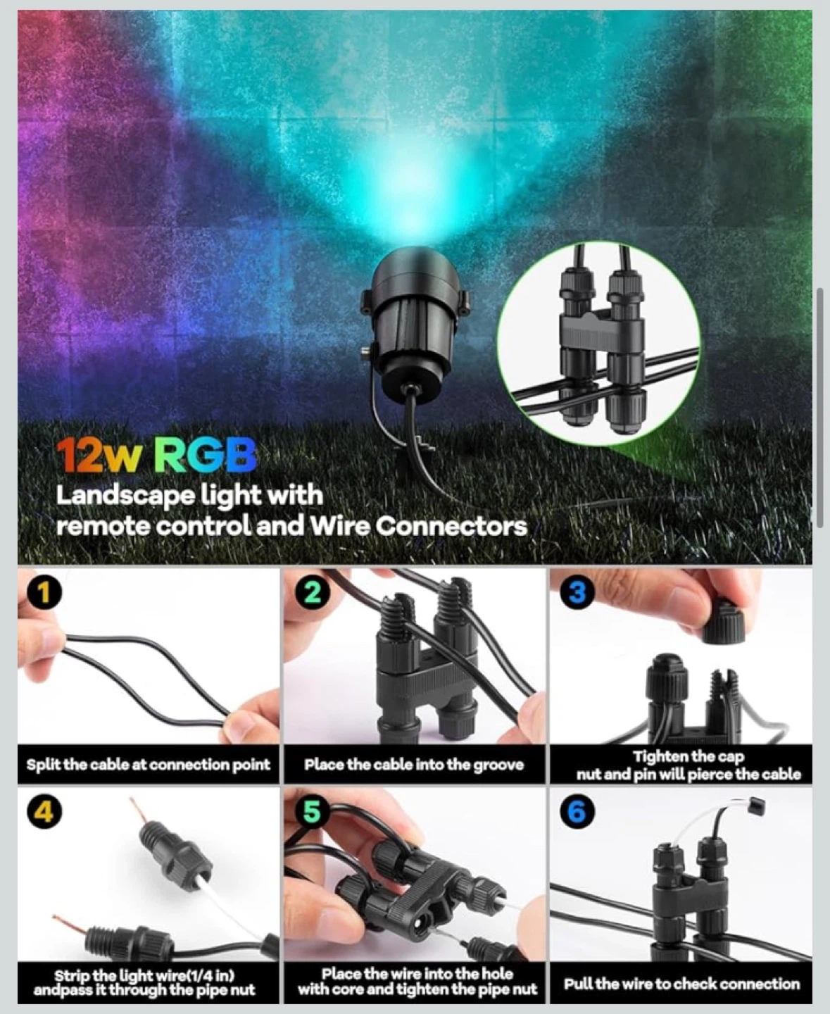12W RGBW Landscape Light with Remote - photo 3