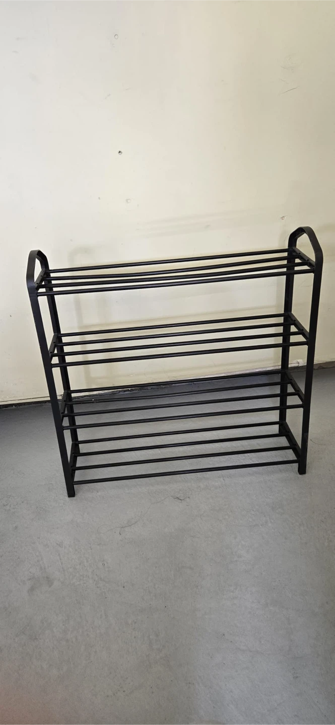 Black Metal 3-Tier Shoe Rack