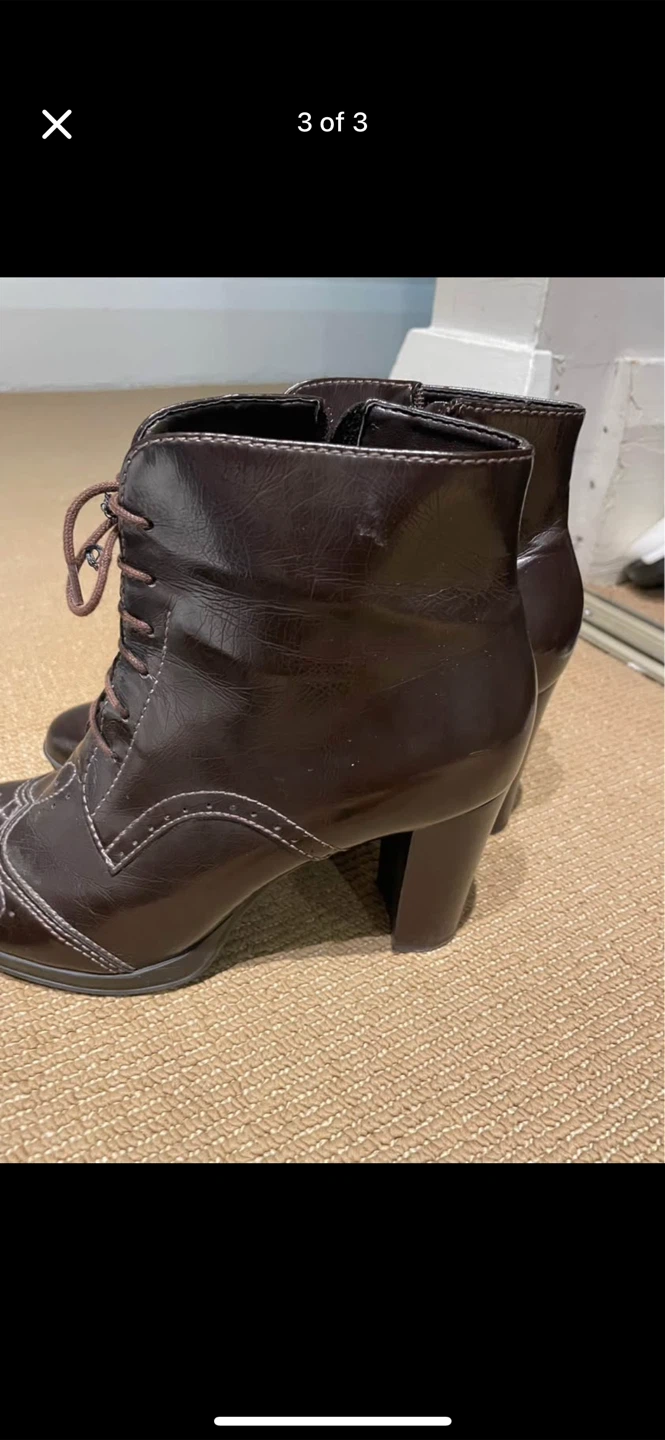 Franco Sarto Brown Leather Heeled Booties - Size 7.5