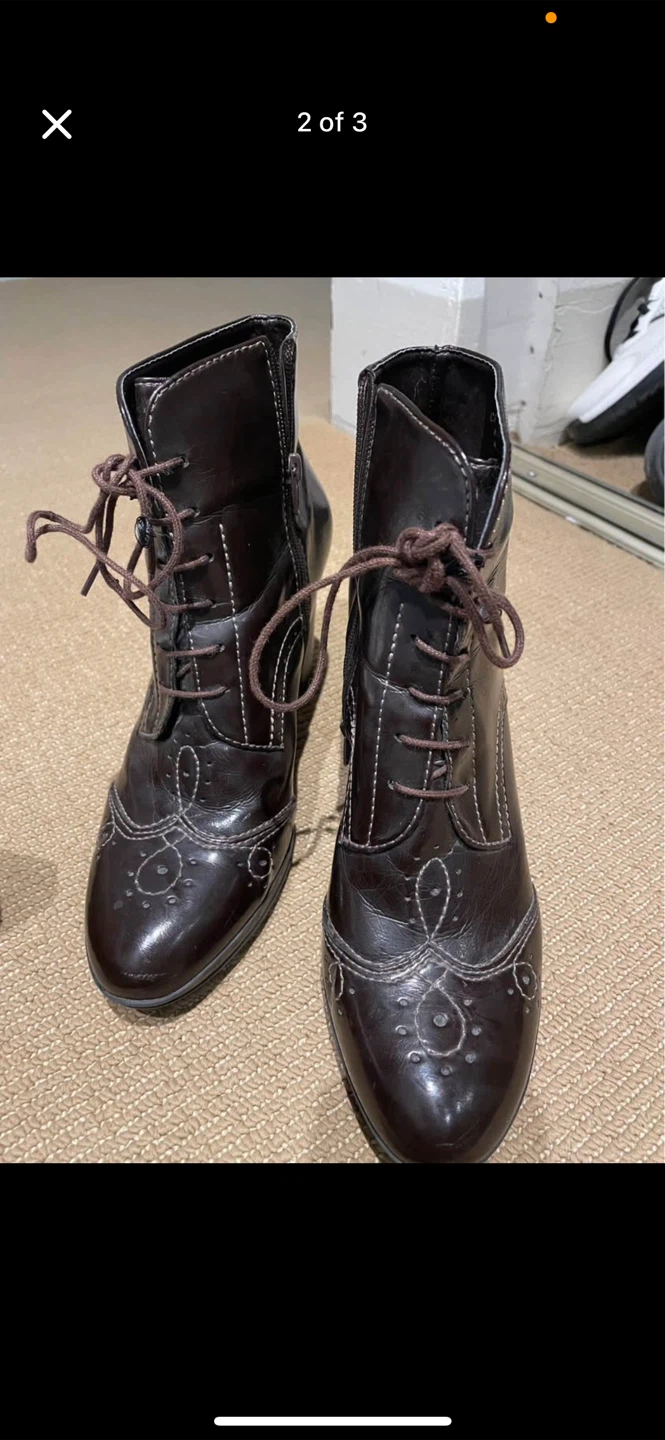 Franco Sarto Brown Leather Heeled Booties - Size 7.5 - photo 3