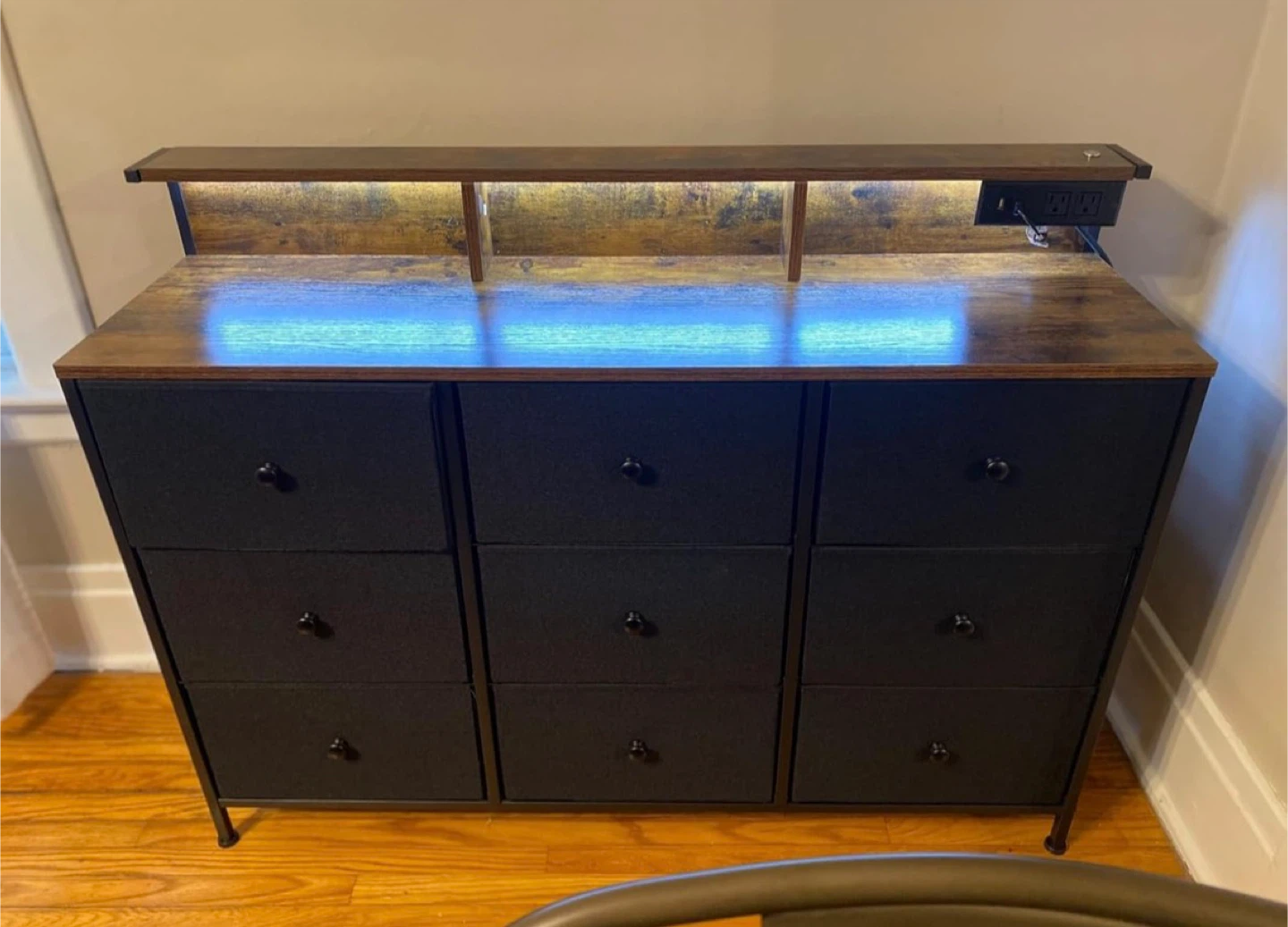 Black 9-Drawer Fabric Dresser