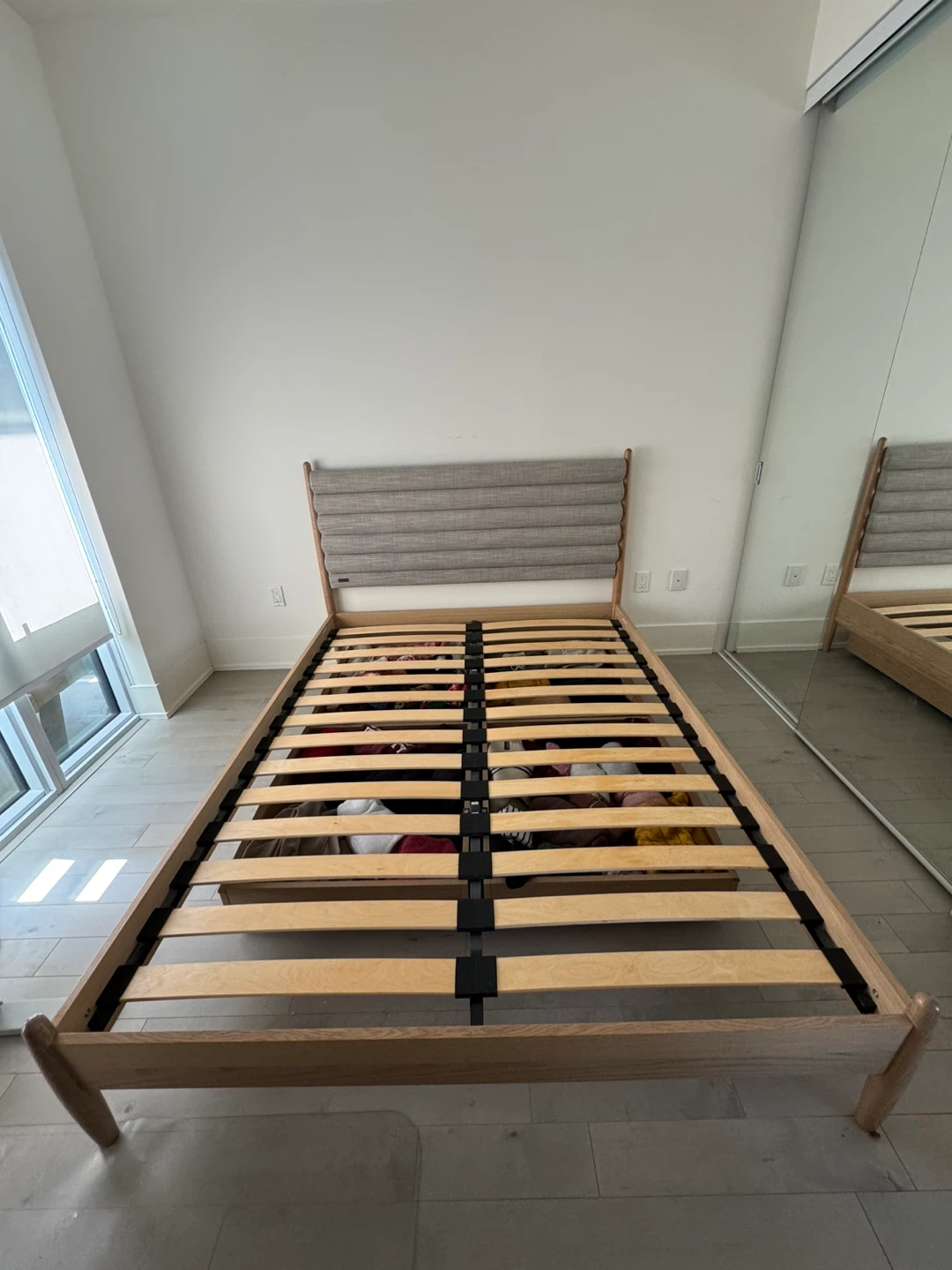 MOVING OUT SALE! Article Queen Upholstery Bed with under drawers - photo 5