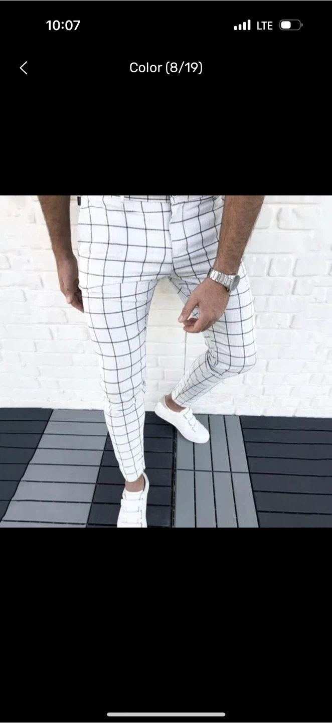 White Grid Pattern Pants