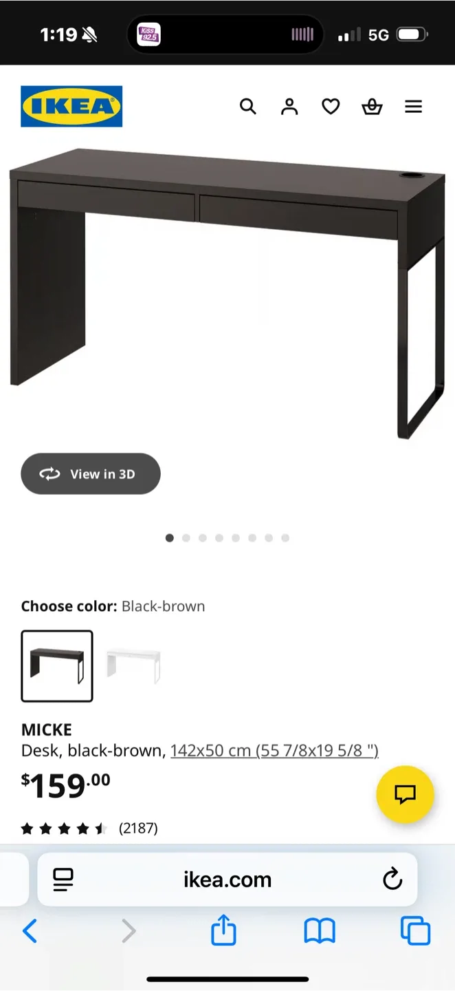 IKEA MICKE Desk, Black-Brown, 142x50 cm thumbnail