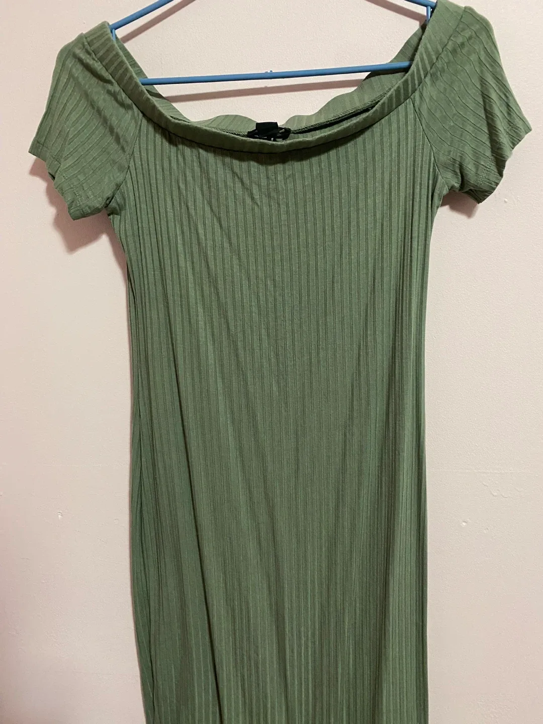 Olive Green Off-Shoulder Dress thumbnail