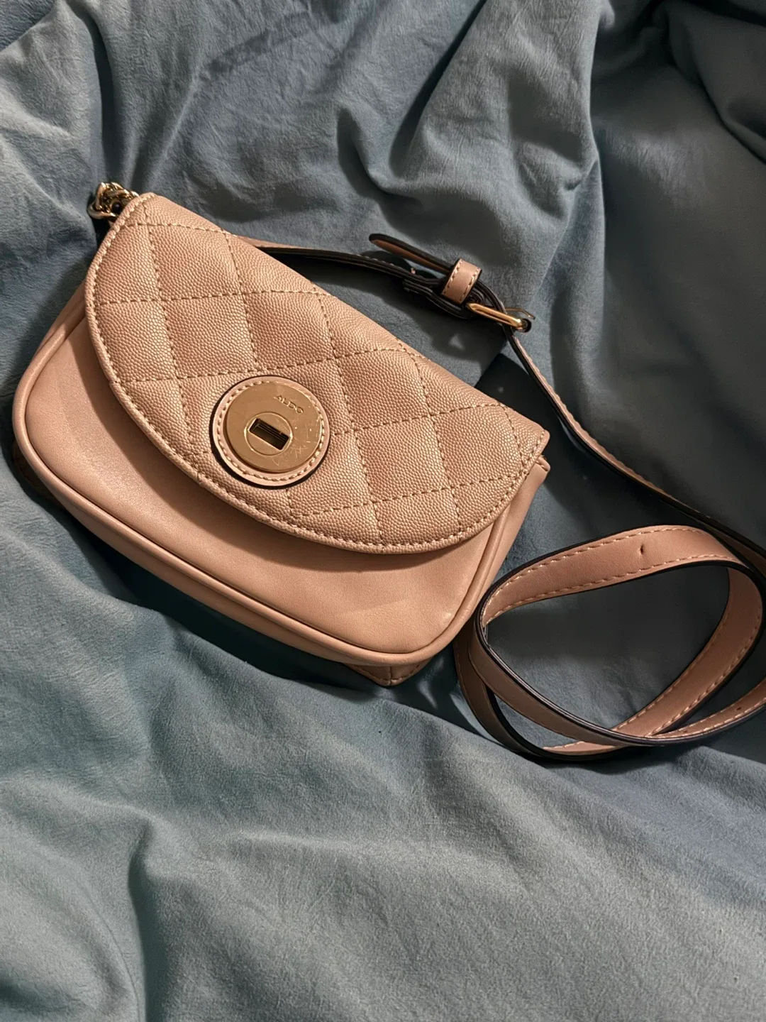 Aldo Quilted Crossbody Bag - Blush Pink