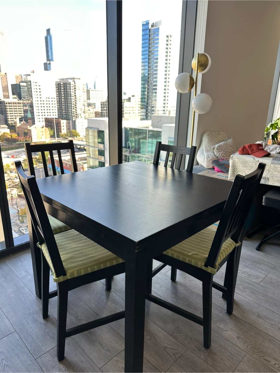 Black Square Dining Table with 4 Chairs