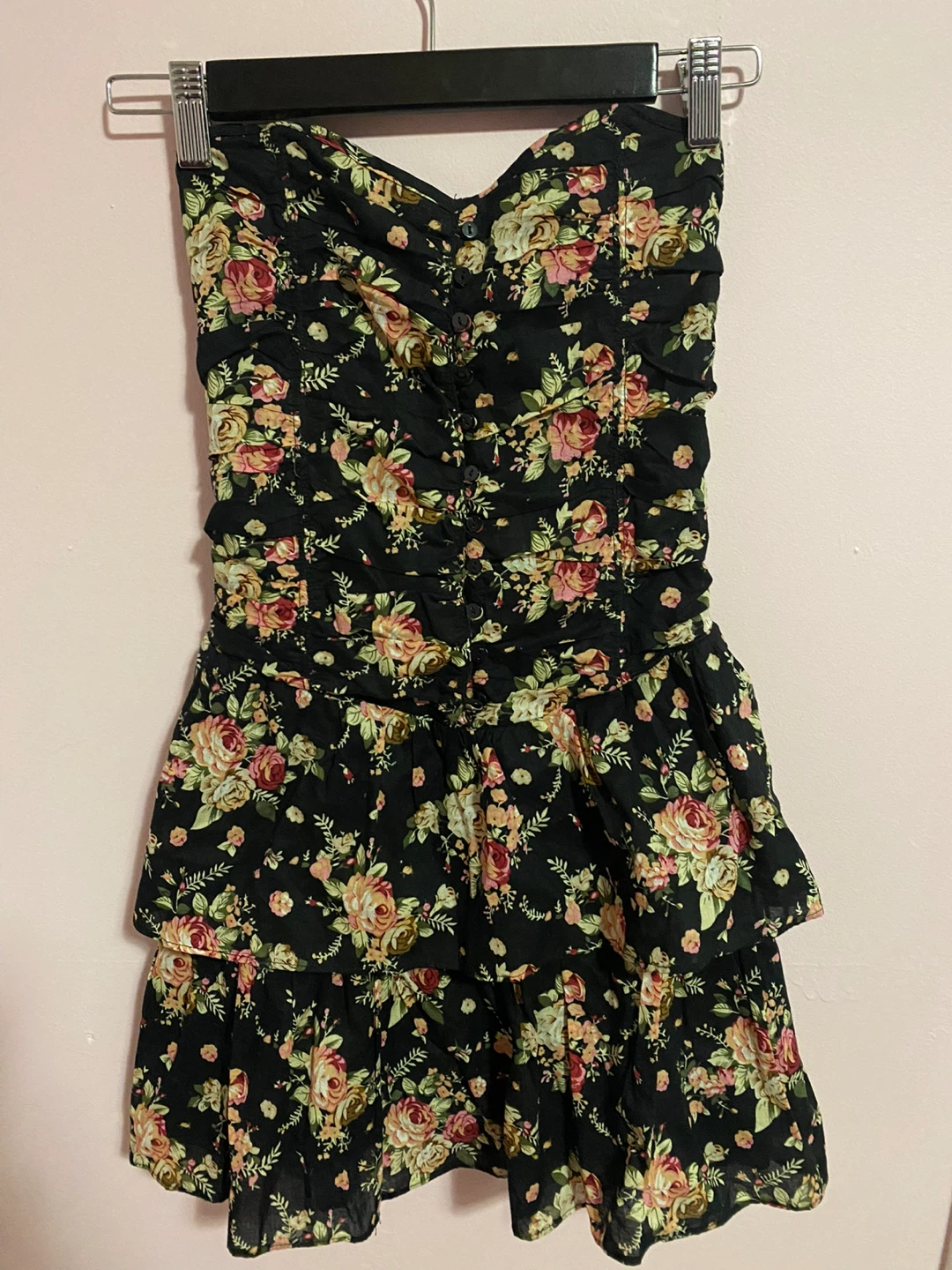Corset Style Floral Strapless Dress