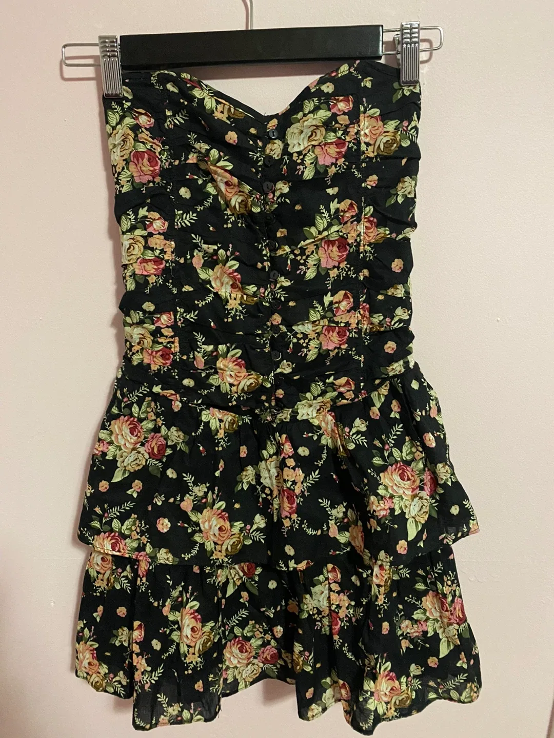 Corset Style Floral Strapless Dress thumbnail