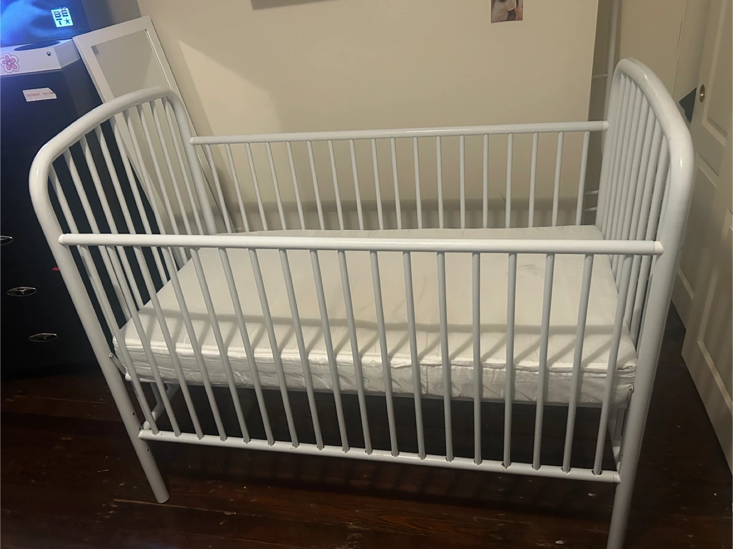 White Metal Baby Crib