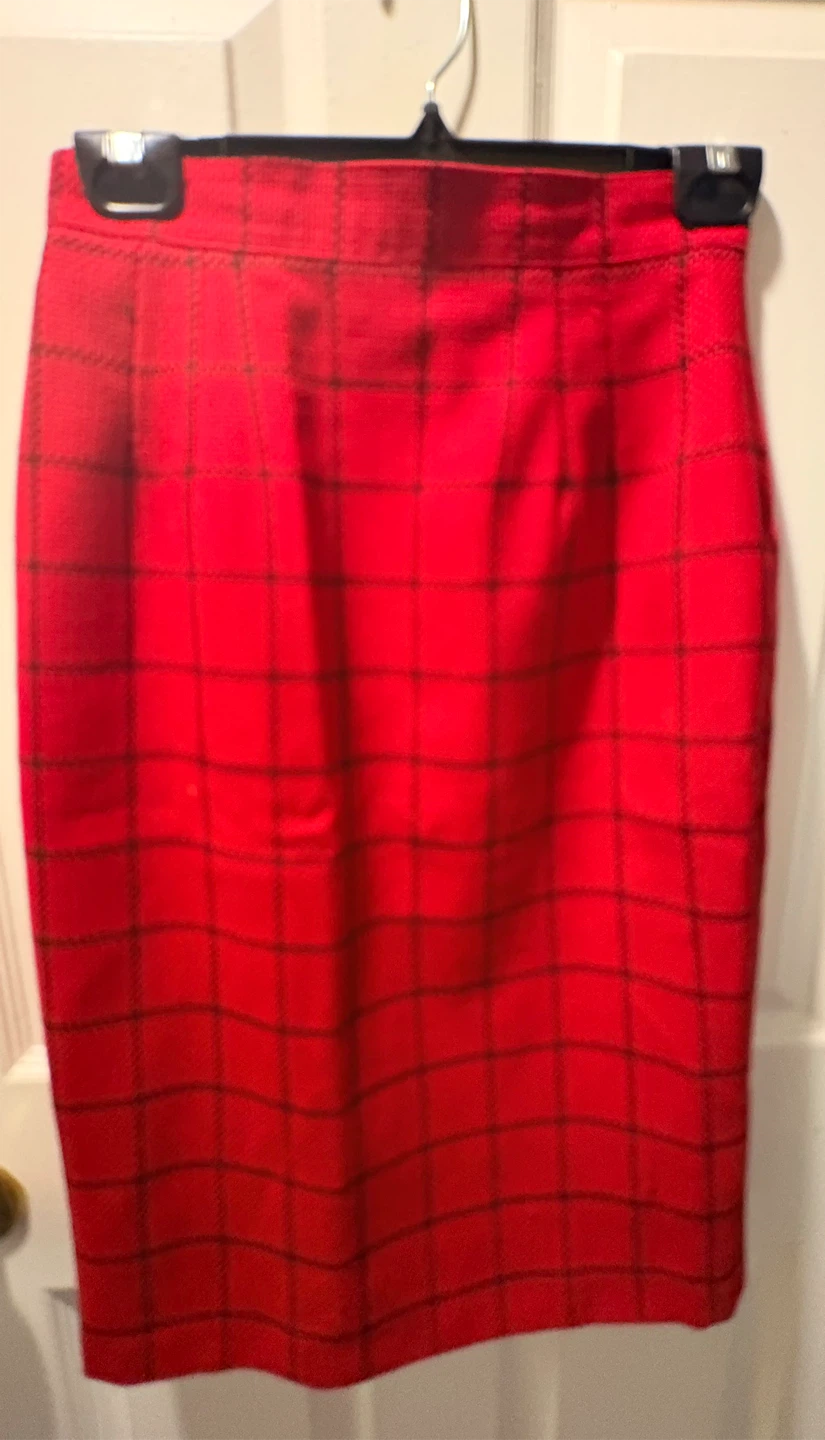 Red Plaid Pencil Skirt - photo 3