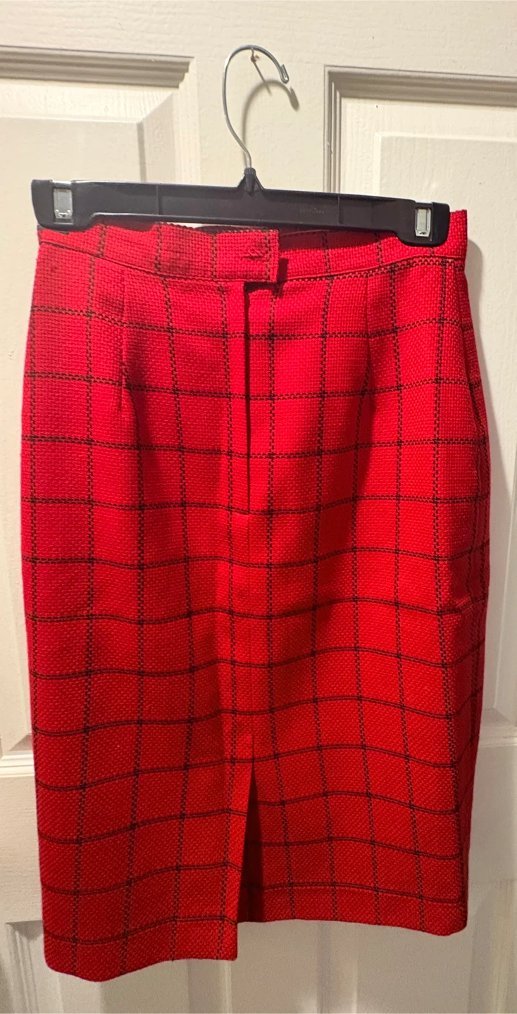 Red Plaid Pencil Skirt - photo 4