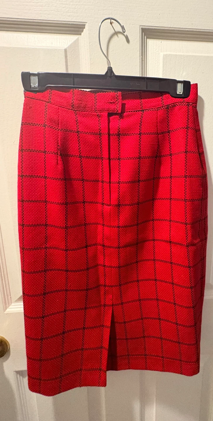 Red Plaid Pencil Skirt - photo 5
