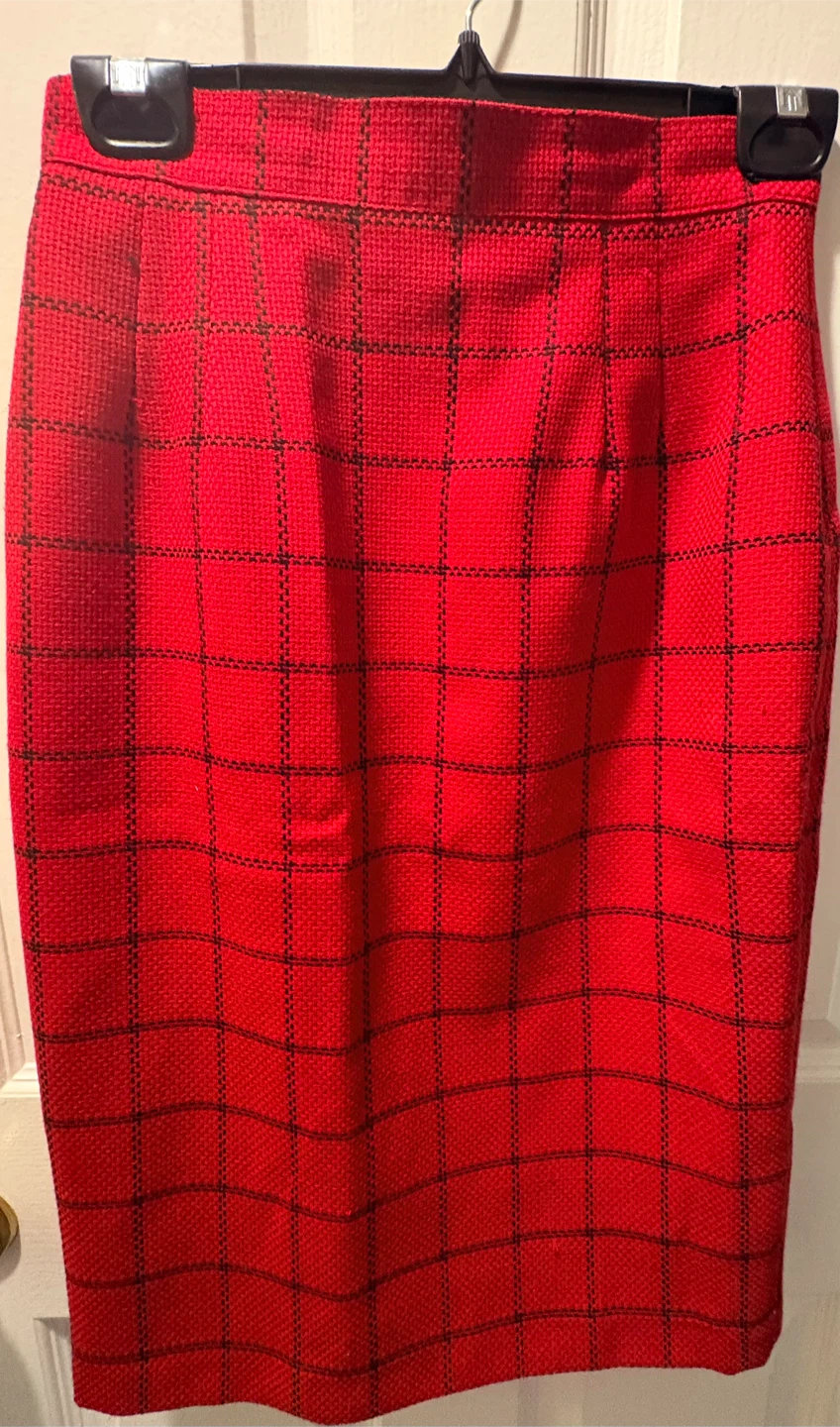 Red Plaid Pencil Skirt