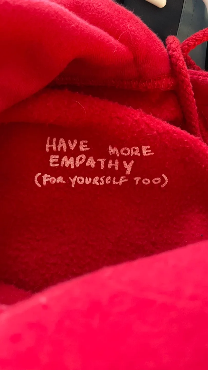 We’re Not Really Strangers Red Hoodie - Size Small image indicator(4)