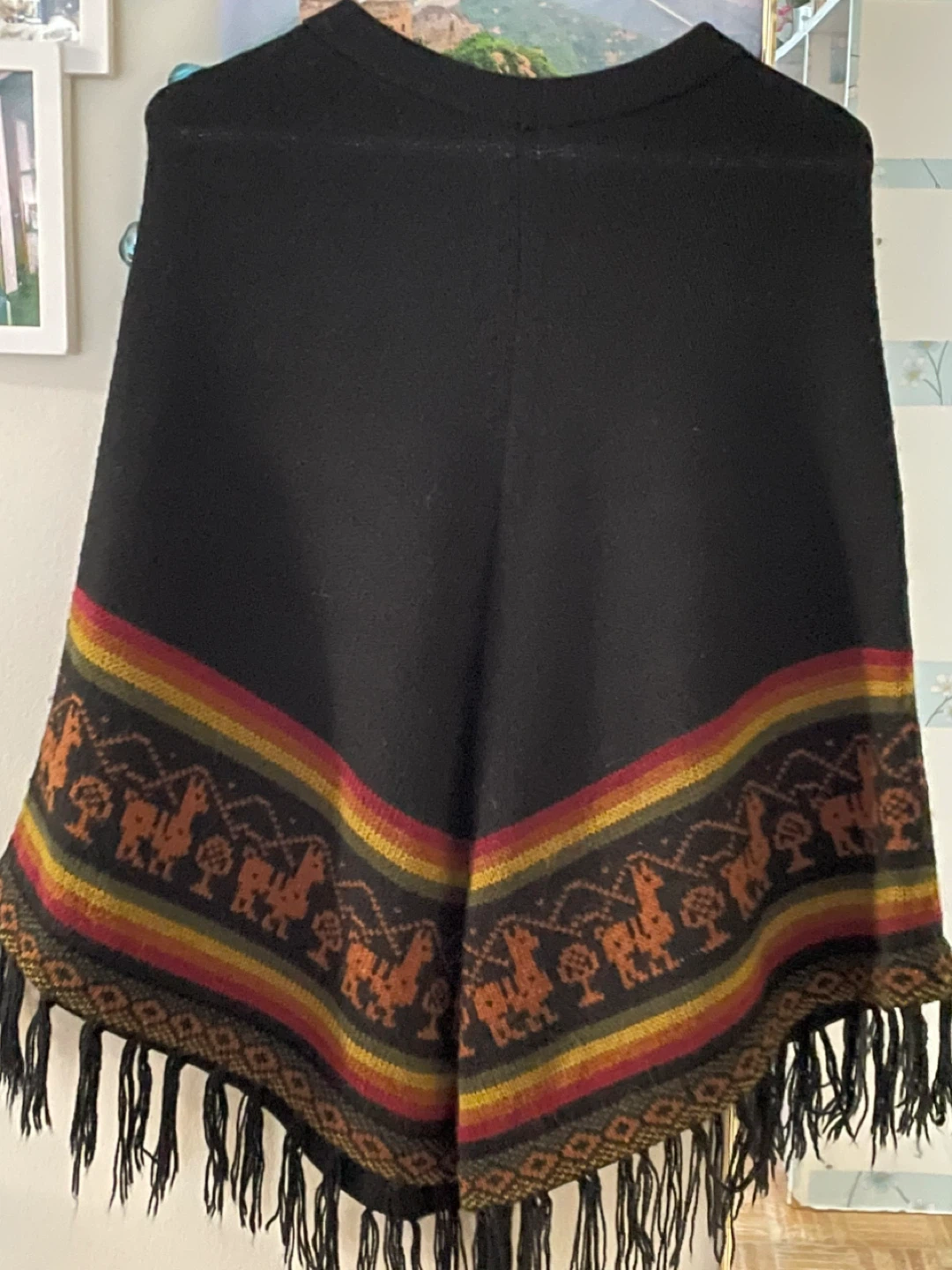 Black Poncho with Andean Design - photo 3