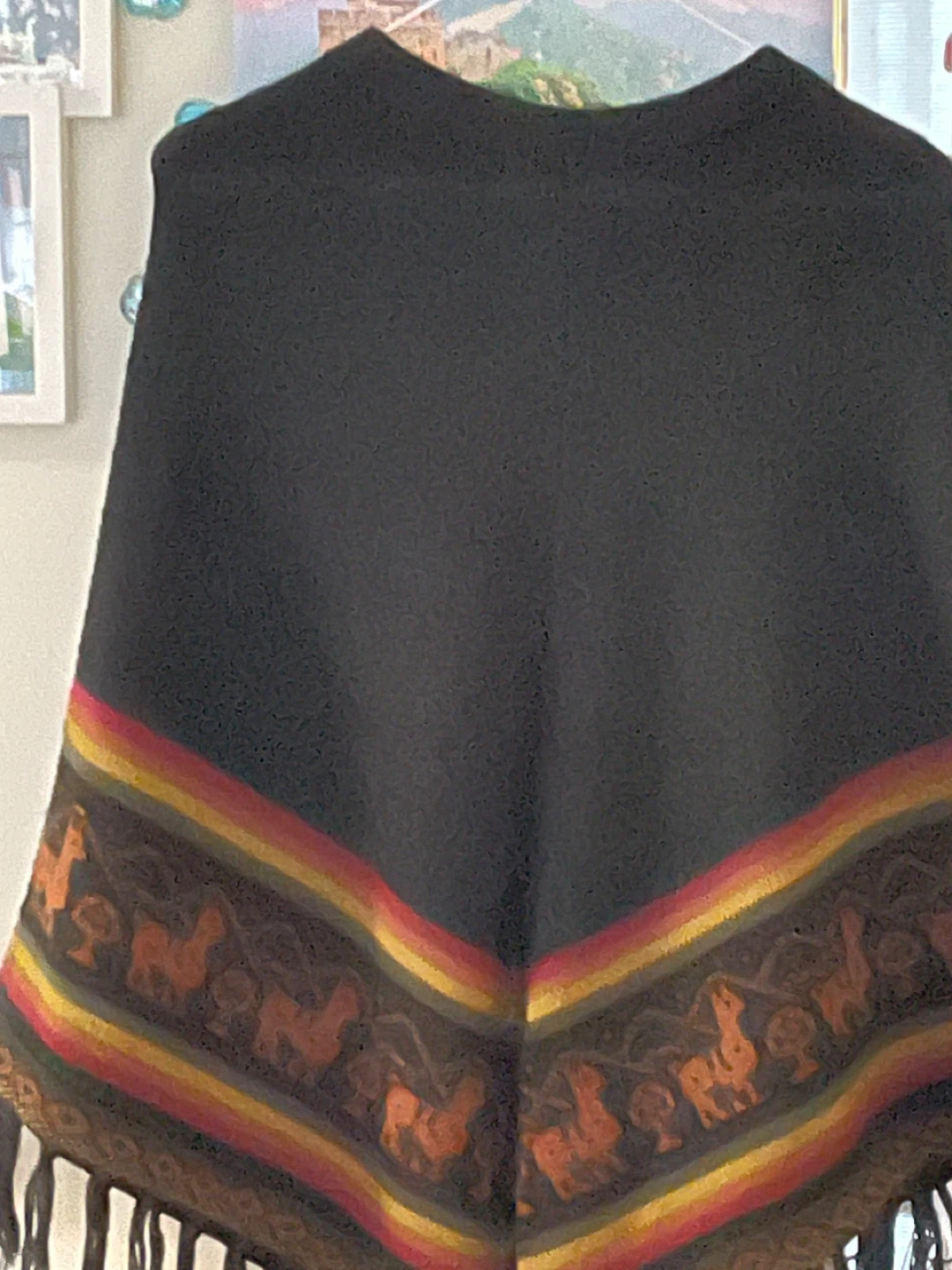 Black Poncho with Andean Design
