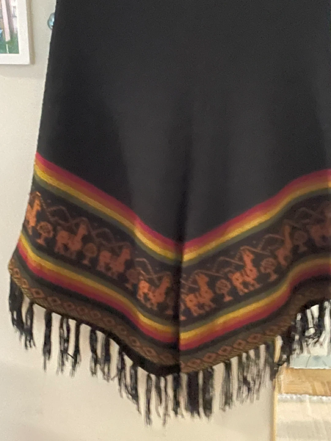 Black Poncho with Andean Design - photo 2