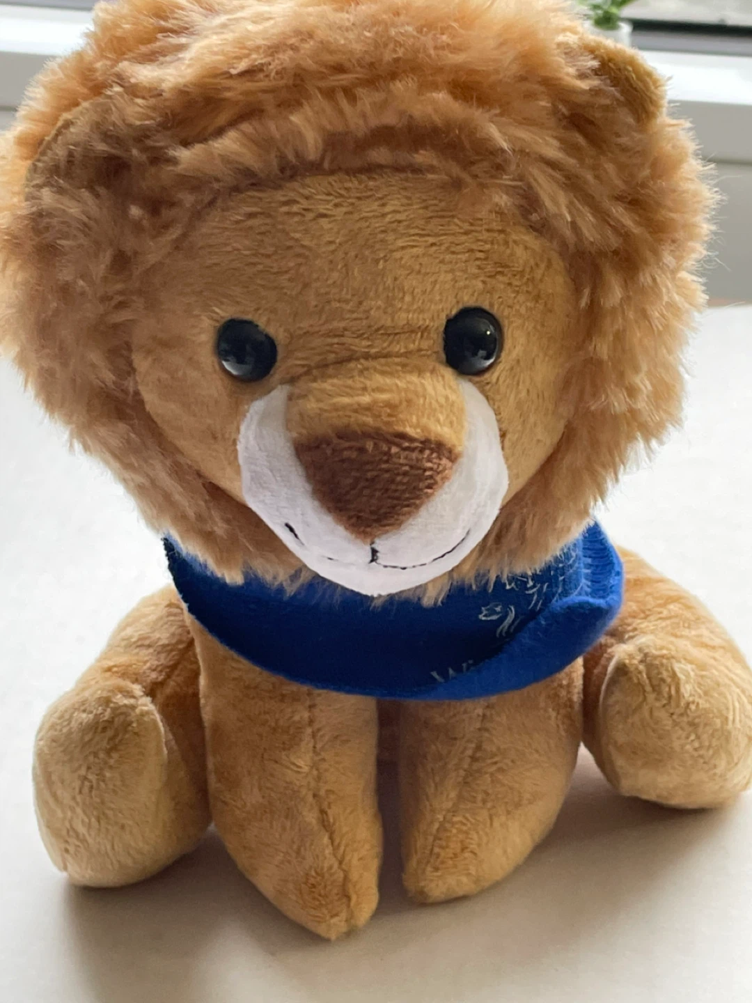Lion Plush Toy with Blue Scarf