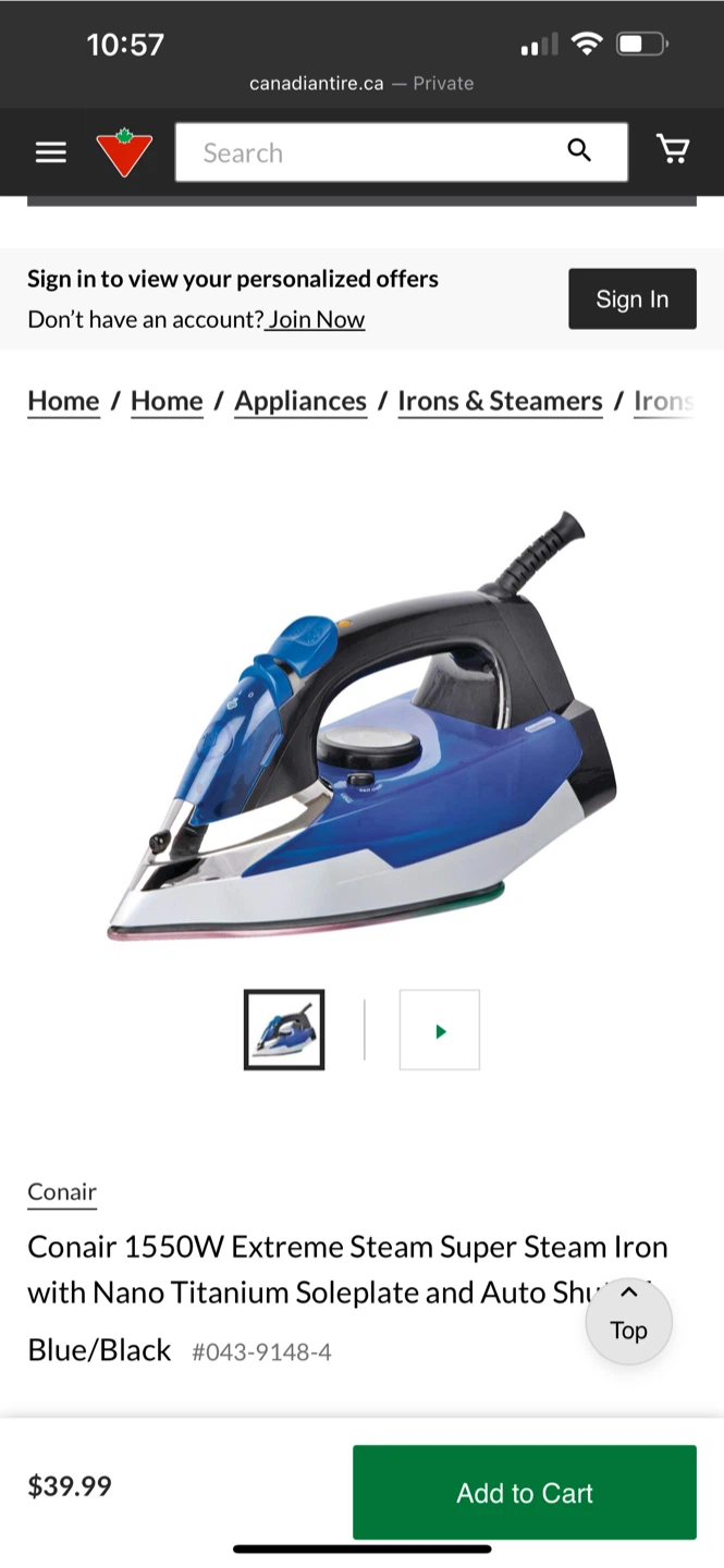 Conair 1550W Extreme Steam Iron - Blue/Black