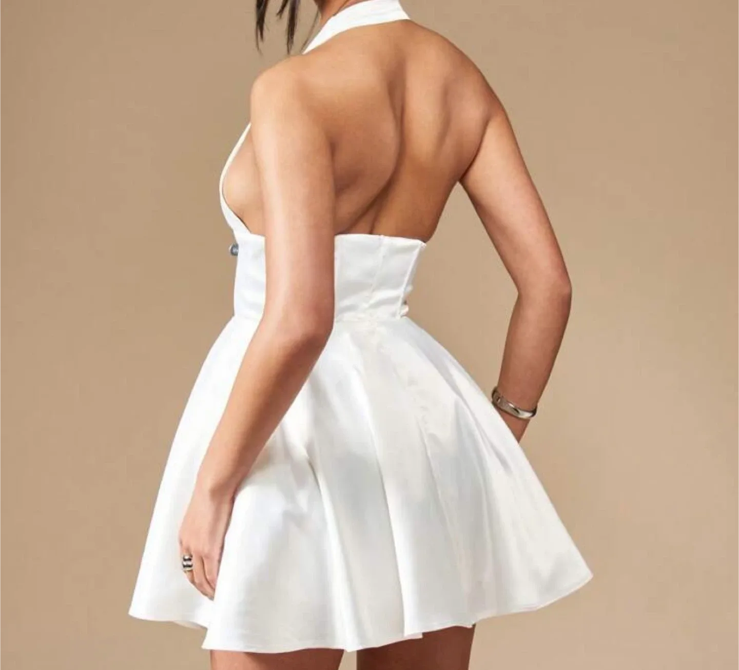White Mini Halter Dress image indicator(3)
