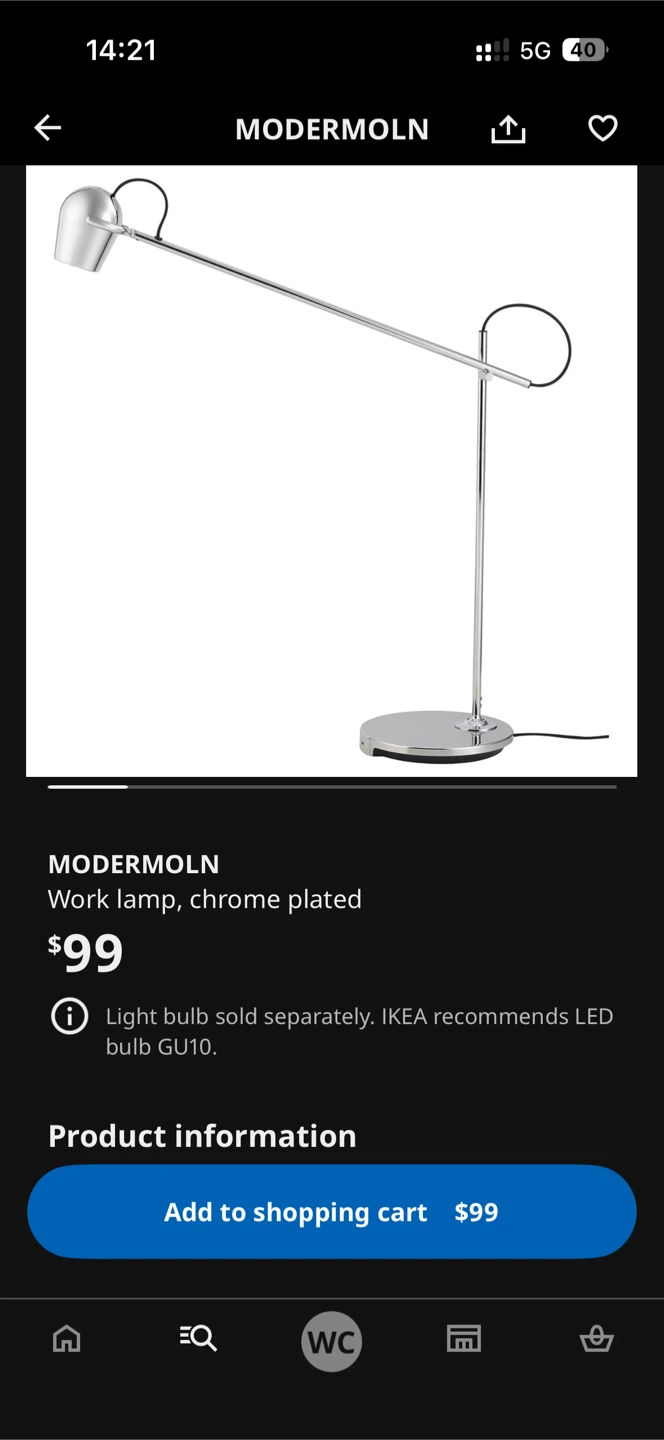 IKEA MODERMOLN Chrome Plated Work Lamp - photo 3