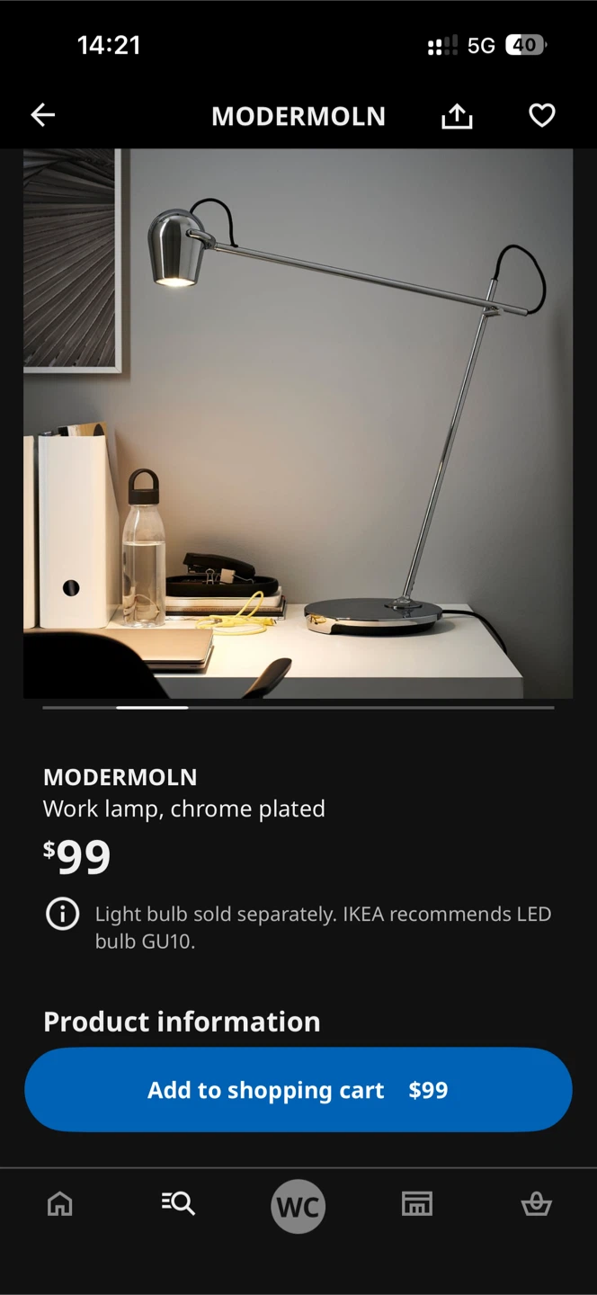 IKEA MODERMOLN Chrome Plated Work Lamp - photo 4