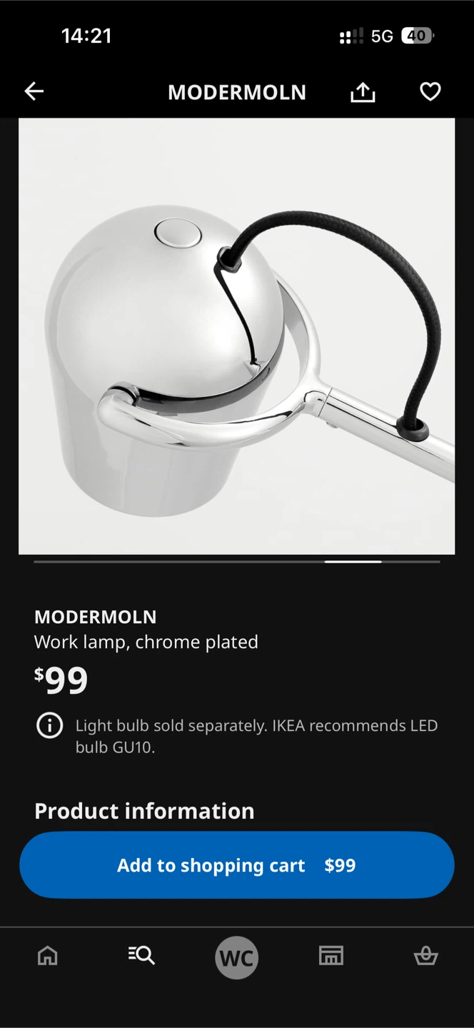 IKEA MODERMOLN Chrome Plated Work Lamp - photo 5