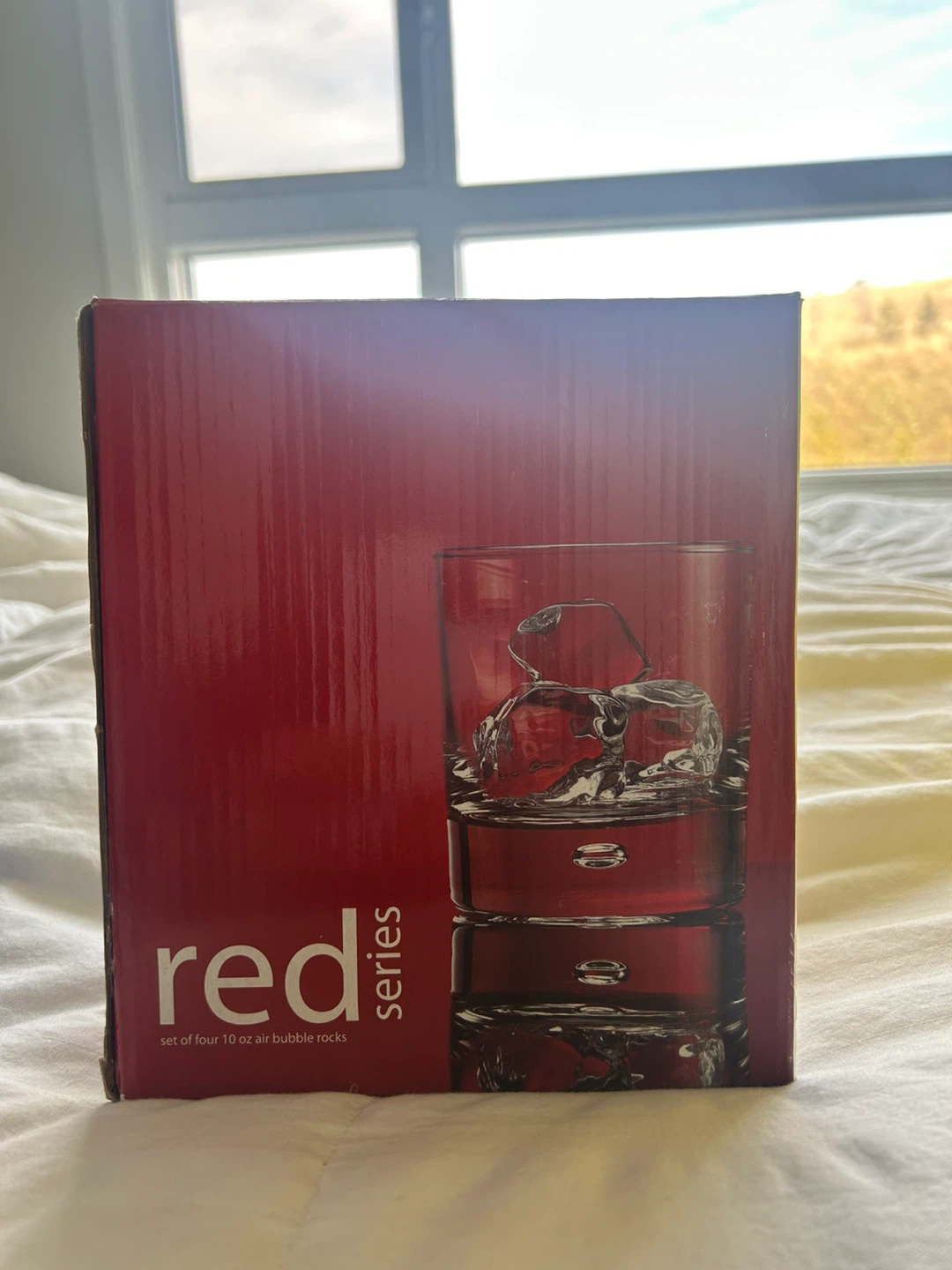 Red Series 10 oz Air Bubble Rocks Glasses (Set of 4)