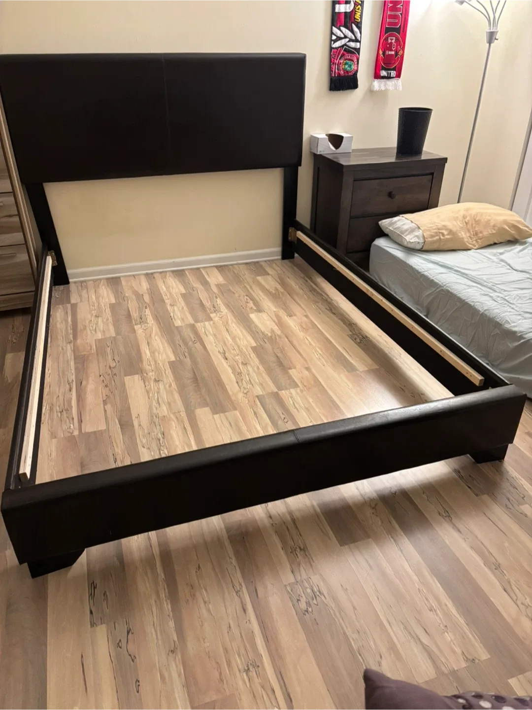 Brown Faux Leather Full Size Bed Frame image indicator(3)