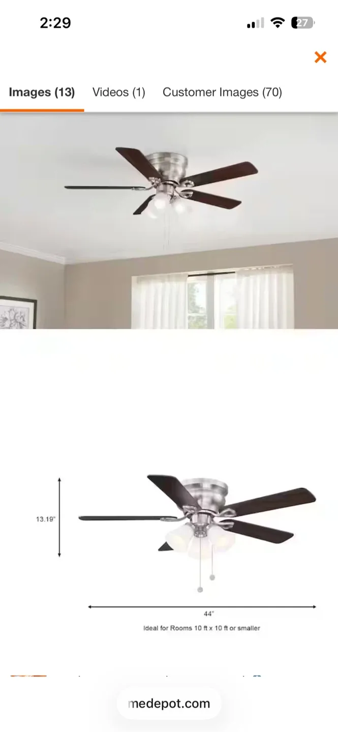 Hampton Bay Clarkson II 44" Ceiling Fan - Like New! image indicator(3)