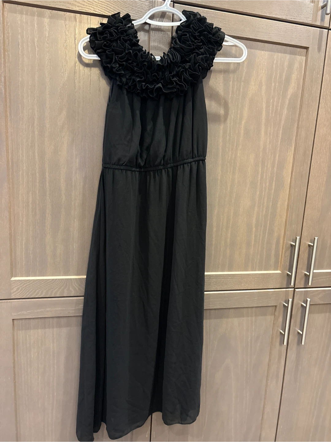 Black Ruffle Neck Dress