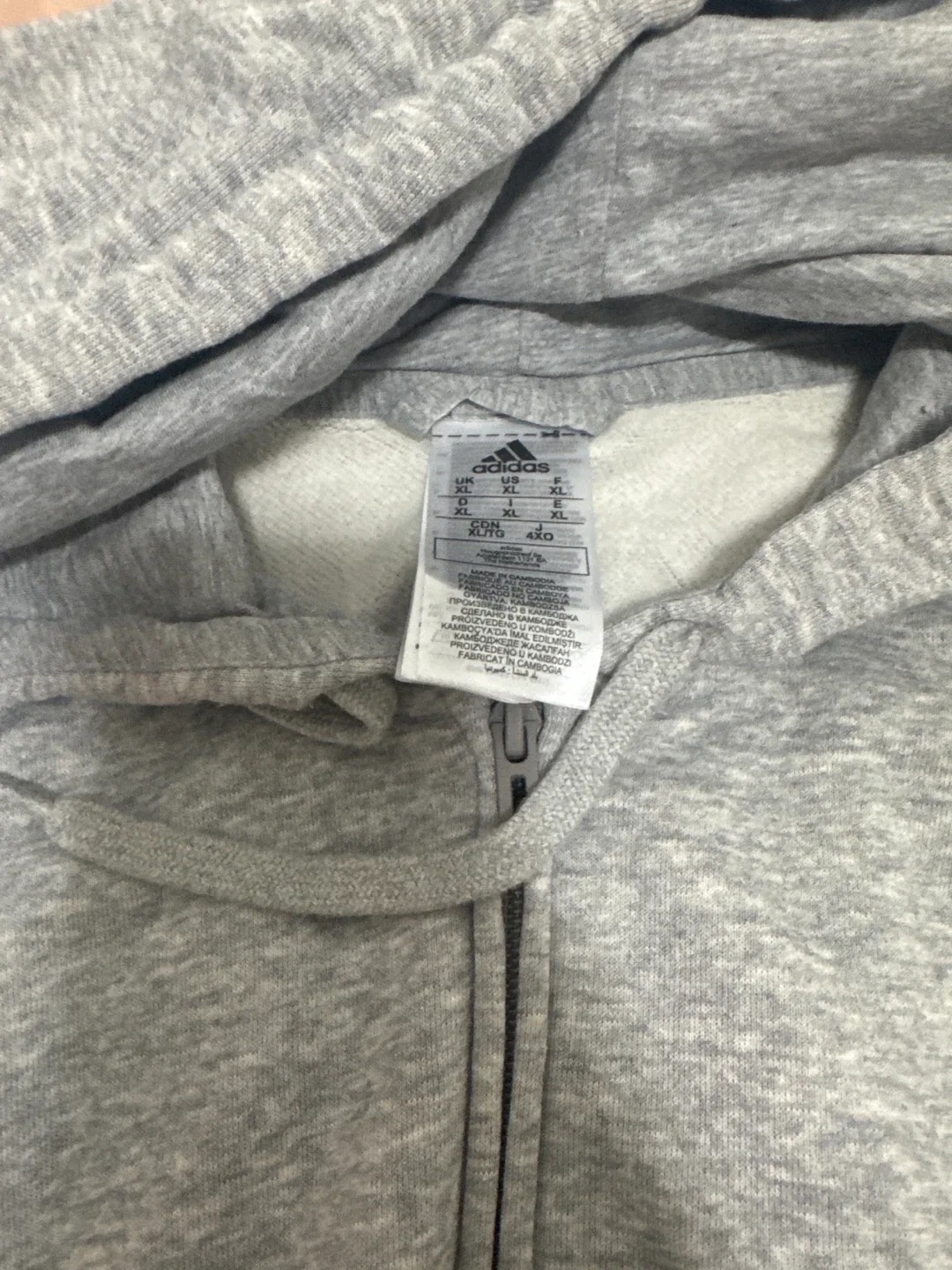 Adidas Grey Full Zip Hoodie - Size XL image indicator(3)
