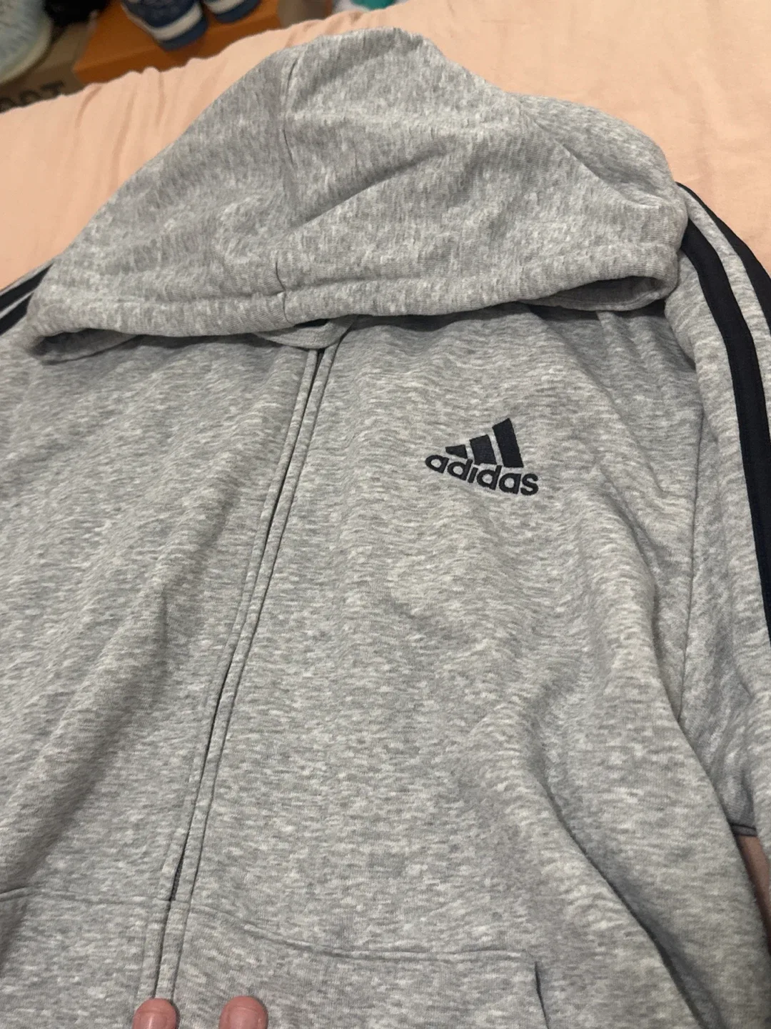 Adidas Grey Full Zip Hoodie - Size XL image indicator(2)