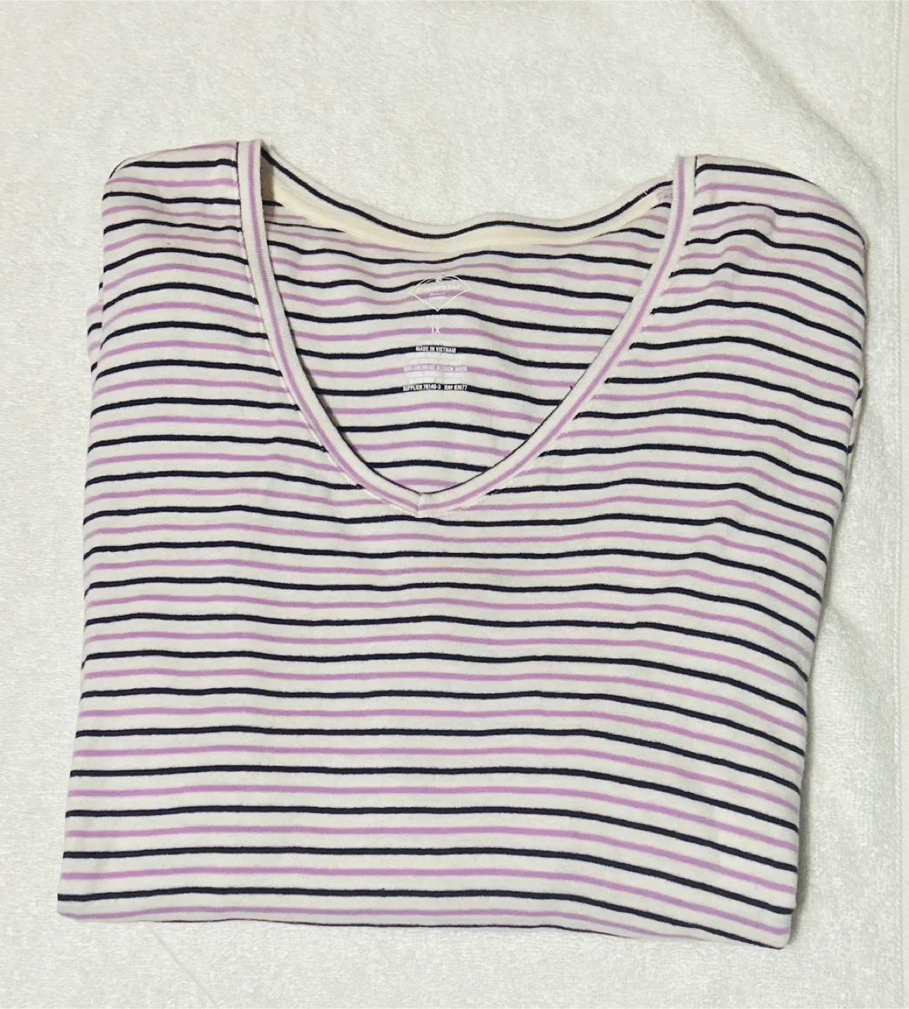 Free St. John's Bay 1X Striped V-Neck Tee