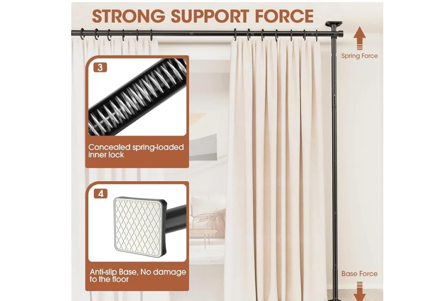 Tension Curtain Rod Room Divider image indicator(2)