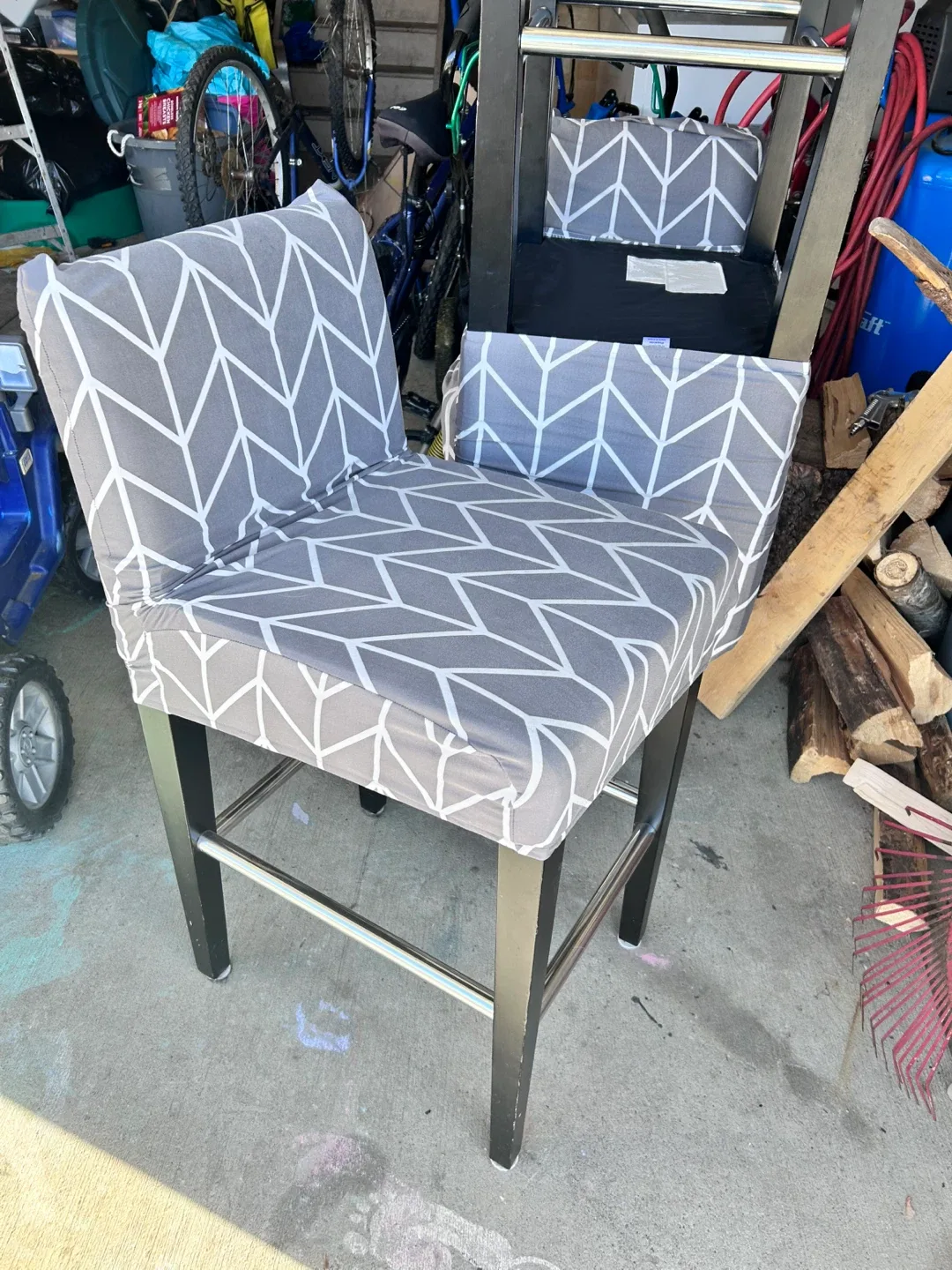 3 Chairs/Stools with Grey Geometric Cover thumbnail